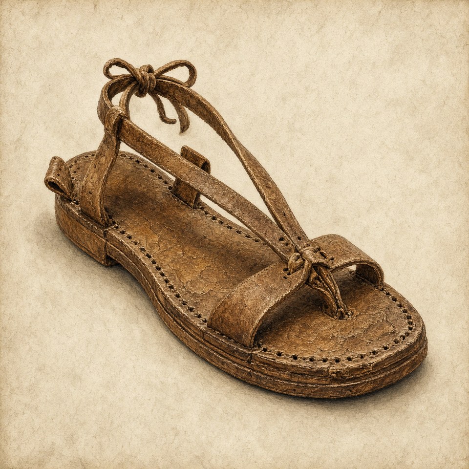 Original painting of a first-century Judean sandal, the mark of Peripateo